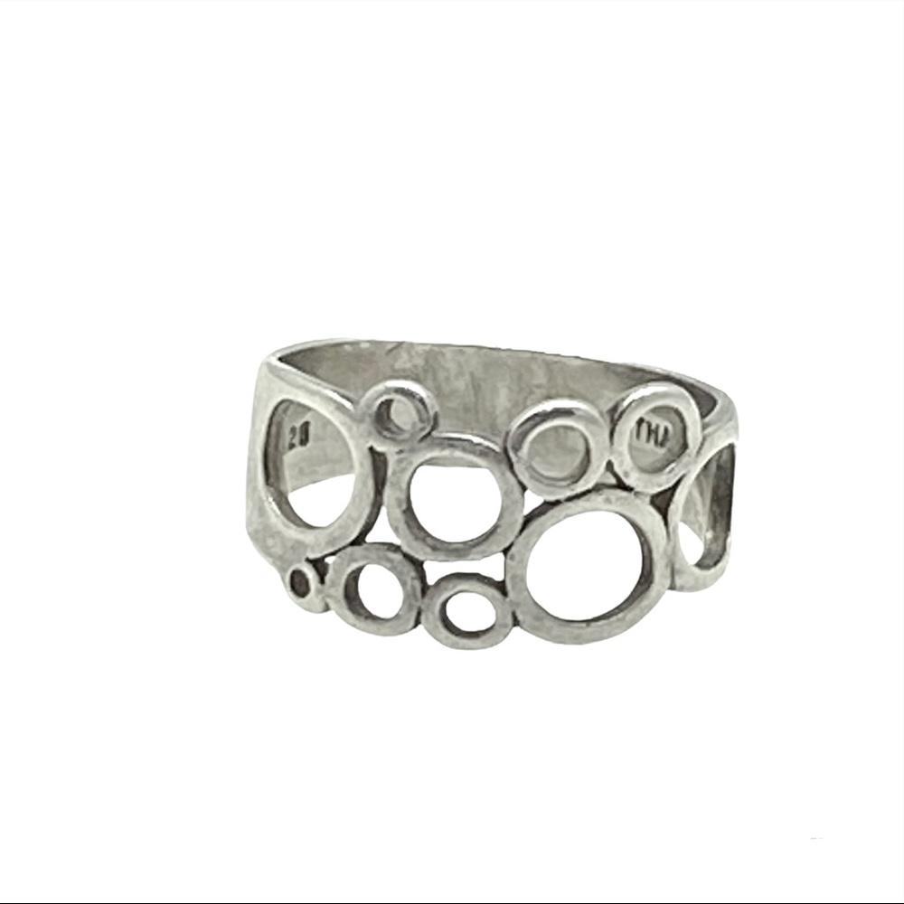 Sterling silver 925 bubble cut out ring signed TMA Thailand unisex size 7.75